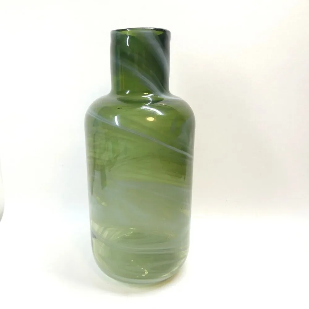 Ikea Iina Vuorivirta Green Swirl Glass Vase 2017 MCM